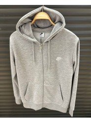 9084-NK Gri Tam Fermuarlı Kapşonlu Sweath