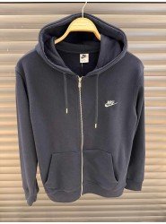 9085-NK Lacivert Tam Fermuarlı Kapşonlu Sweath