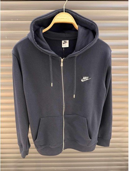 9085-NK Lacivert Tam Fermuarlı Kapşonlu Sweath