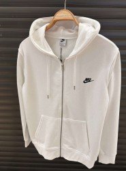 9086-NK Ekru Tam Fermuarlı Kapşonlu Sweath