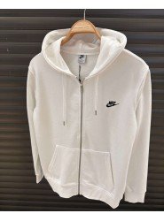 9086-NK Ekru Tam Fermuarlı Kapşonlu Sweath