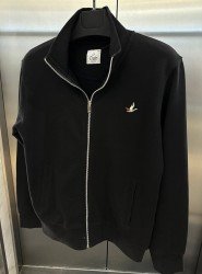 9096-BYMN Siyah Dik Yaka Tam Fermuarlı  Sweath