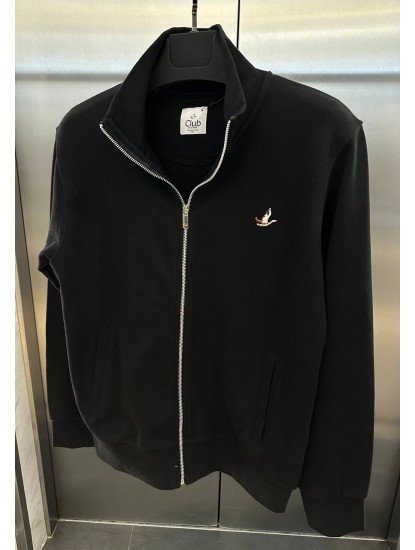 9096-BYMN Siyah Dik Yaka Tam Fermuarlı  Sweath