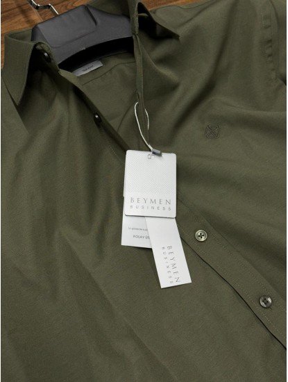 9098-BYMN Business Haki Slim Fit  Gömlek