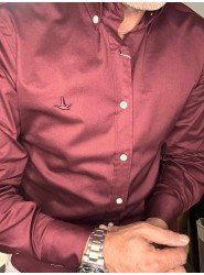 9102-BYMN Bordo Tona Ton Logolu Comfort Fit  Gömlek