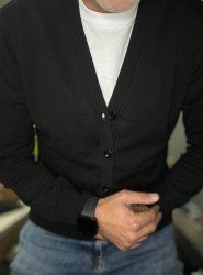 9106-CECE Siyah Polo Yaka Düğmeli Triko Hırka