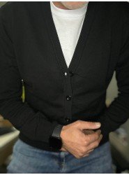 9106-CECE Siyah Polo Yaka Düğmeli Triko Hırka