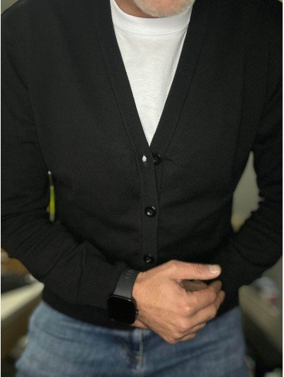 9106-CECE Siyah Polo Yaka Düğmeli Triko Hırka