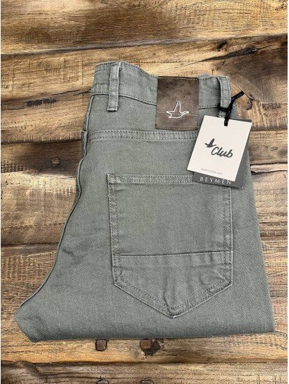 9012-BYMN Gri Kot Rahat Kalıp Pantolon