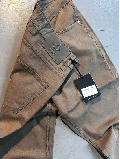 9013-BYMN Açık Kahve Pamuk Gabardin Rahat Kalıp Pantolon