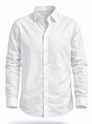 9121-Briva Beyaz Kendinden Desenli Gizli Düğmeli Gömlek