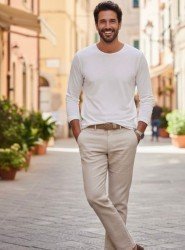 9122-IKKS BEYAZ UZUN KOL GENİŞ YAKA TSHİRT