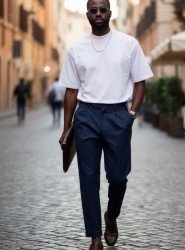 9123-MAVİ BEYAZ KISA KOL LOOSE FIT YARIM BOĞAZLI TSHİRT