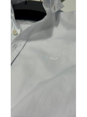 1126-JC  Beyaz Poplin Kendinden Desenli Regular Fit Gömlek